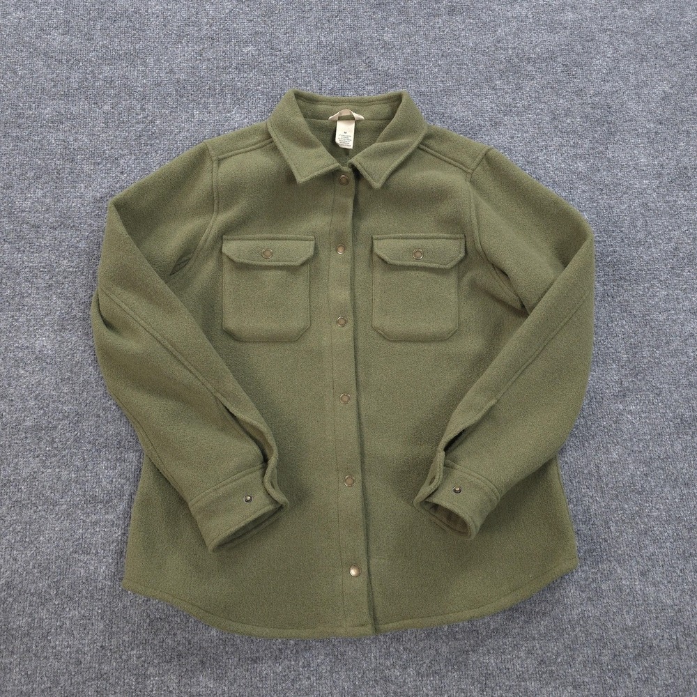 Duluth Trading Jacket Womens M Green Reverse Wool Shirt‎ Jac Shacket Utility